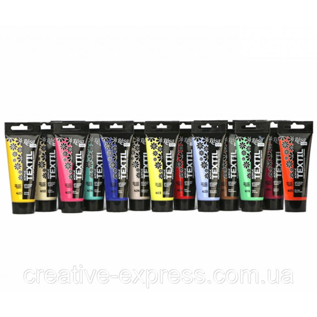 Фарба акрилова для тканин, Лимонна, 60 мл, ROSA TALENT