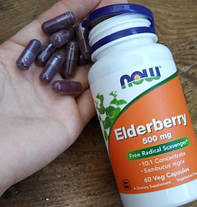 Плоди чорної бузини Now Квіти 500 mg 60 veg caps, фото 4