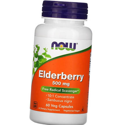 Плоди чорної бузини Now Квіти 500 mg 60 veg caps, фото 1