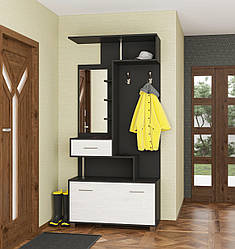 Сучасна маленька 100 см сіра прихожа в коридор з дзеркалом і тумбою для взуття Аміна Світ Меблів