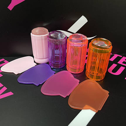 Фіолетовий штамп для стемпинга силіконовий зі скребком, фото 2