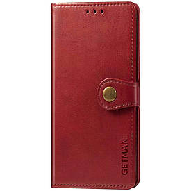 Шкіряний чохол книжка GETMAN Gallant (PU) для Xiaomi Redmi Note 10 5G / Poco M3 Pro Штучна шкіра, Слот для візитки, Червоний