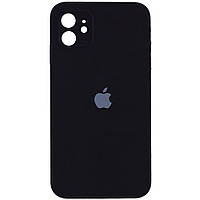 Чехол Silicone Case для Apple iPhone 11 (6.1) квадратный в стиле 12 закрытый низ и камера (Black) Черный