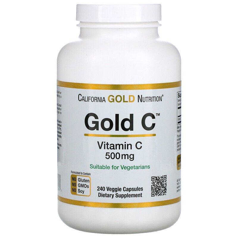 Vitamin C Gold C 500 мг California Gold Nutrition 240 капсул, фото 1