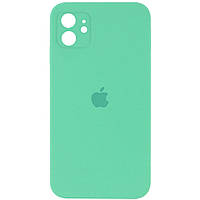 Чехол Silicone Case для Apple iPhone 11 (6.1) квадратный в стиле 12 закрытый низ и камера (Spearmint) Зеленый