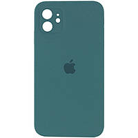 Чехол Silicone Case для Apple iPhone 11 (6.1) квадратный в стиле 12 закрытый низ и камера (Pine green) Зеленый