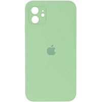 Чехол Silicone Case для Apple iPhone 11 (6.1) в стиле Айфон 12 закрытый низ и камера (Mint) Зеленый