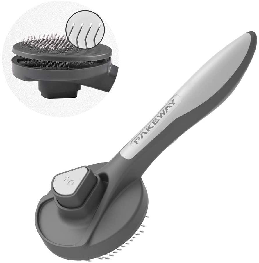 Щітка пуходерка самоочисна PAKEWAY для вичісування шерсті та підшерстку для котів та собак 19,3х7,7 см Сірий