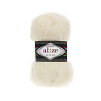 Пряжа Alize Mohair Classic 01 кремовий алізе мохер класік