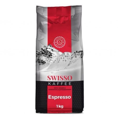 Швейцарська кава в зернах Swisso Espresso Kaffee, 1кг, 100% Арабіка темно-середнього обсмажування
