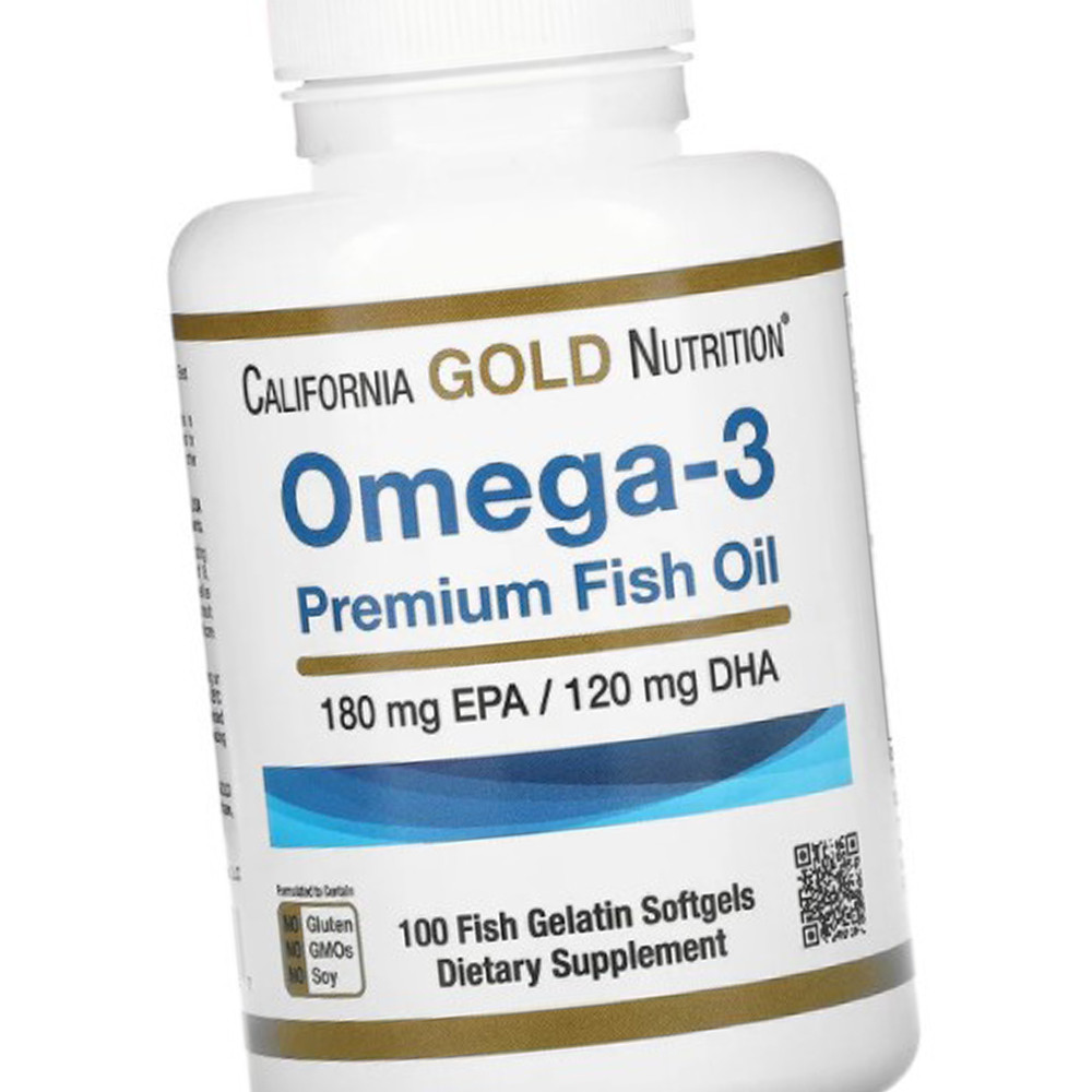 Жирні кислоти Омега 3 California Gold Nutrition Omega-3 Premium Fish Oil 100 капсул рибних