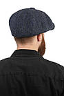 Кепка чоловіча гаврош із твіду синя в ялинку, фото 2