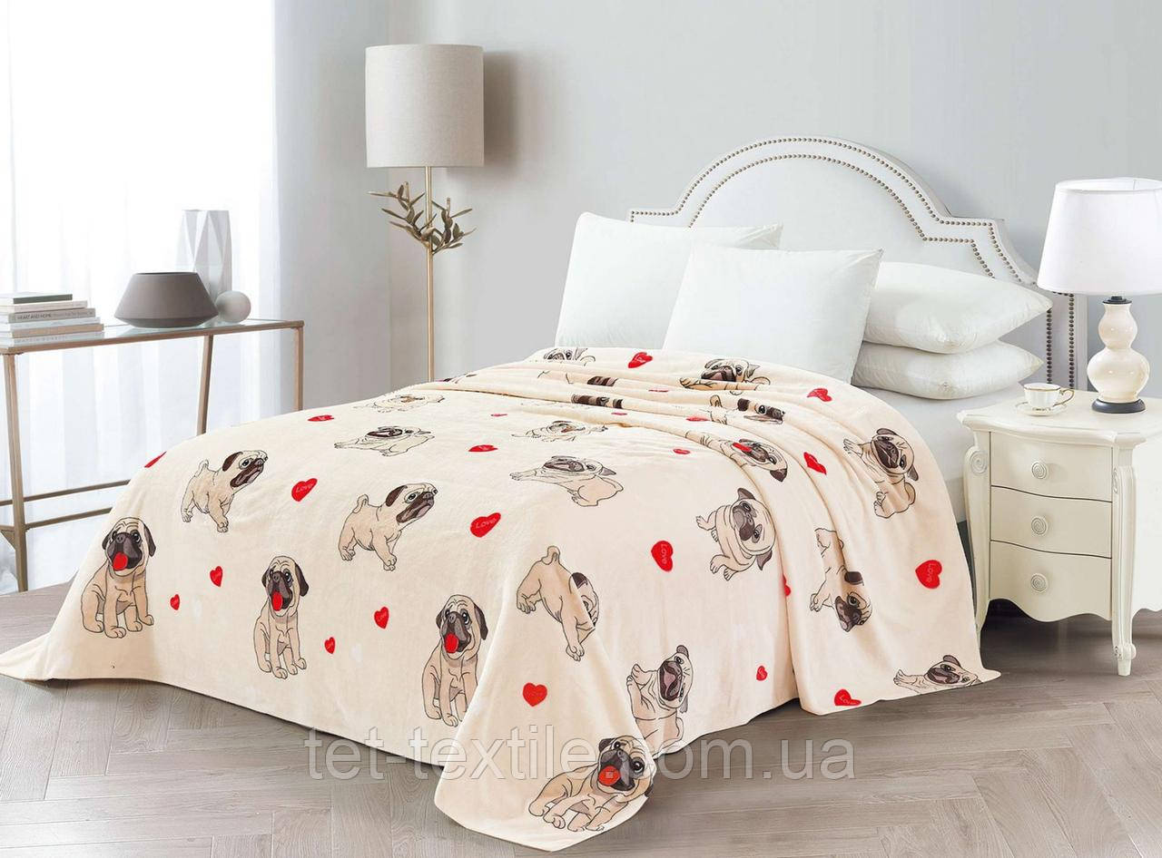 Плед з мікрофібри Велсофт Мопсики 200х220 см