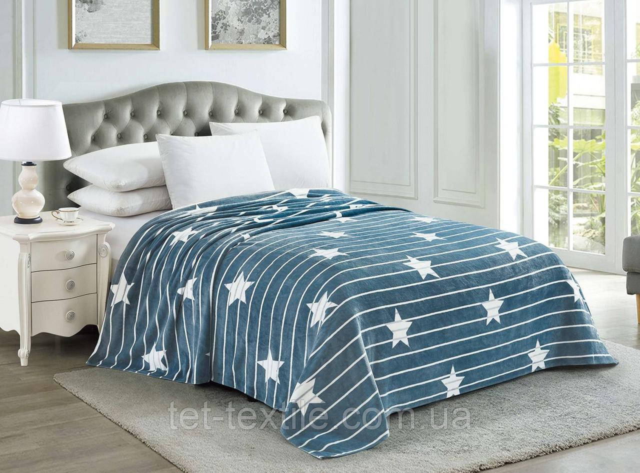 Плед з мікрофібри Велсофт Зірки у смужку 220х240 см