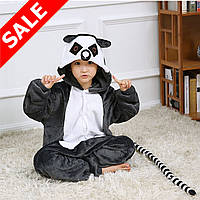 Кигуруми детский. Оригинальная пижама кигуруми Лемур с длинным полосатым хвостиком 110-140