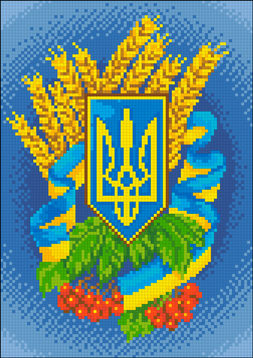 АМВ-111. Герб України Тризуб. Алмазна мозаїка 21х30см