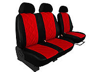 Универсальные авточехлы на сиденья Pok-ter Elit 1+2 Iveco Daily III (1999- 2006) с красной вставкой экокожа