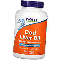 Жир печени трески Now Cod Liver Oil 180 softgels