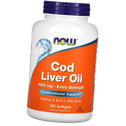 Жир печінки тріски Now Cod Liver Oil 180 softgels, фото 1