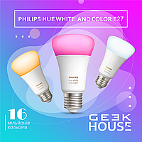 Умная LED лампочка Philips Hue E27 White and Color 800лм 60Вт, ZigBee, Bluetooth, HomeKit (из комплекта) 1шт.