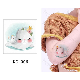 Флеш Тату. 5*5 См. Тимчасова. Перевідна. Kd-006 (S), Діти, Герметизація, Морські Коти, Квіти