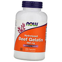 Гідролізат желатину NOW Hydrolyzed Beef Gelatin mg 550 200 caps, фото 3