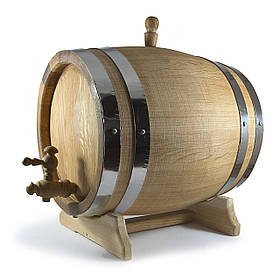 Бочка для Вина 15 л. Бочка Дубова для Витримки Коньяку, Віскі. Обручі Нержавіюча Сталь.