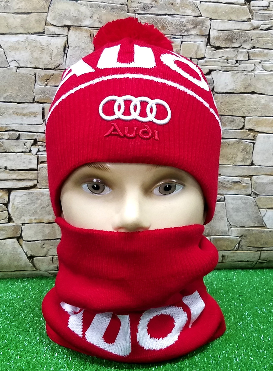 Комплект шапка + баф AUDI RACING Sport Pom Pom Fleece