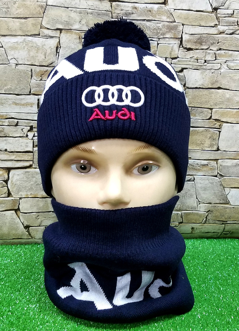 Комплект шапка + баф AUDI RACING Sport Pom Pom Fleece