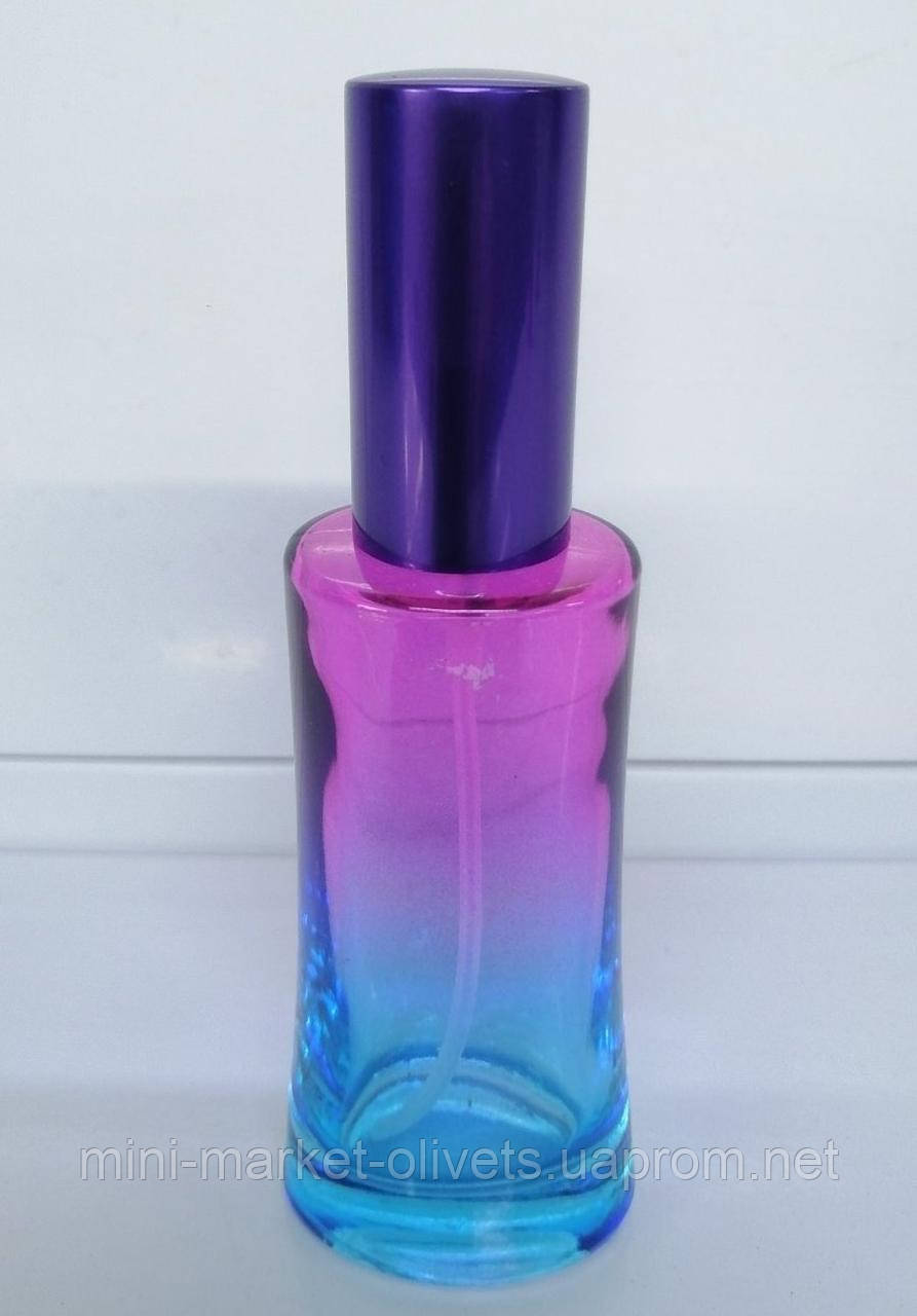Флакон стеклянный для наливной парфюмерии комбинированный 50 мл сине-фиолетовый - фото 1 - id-p1483150411