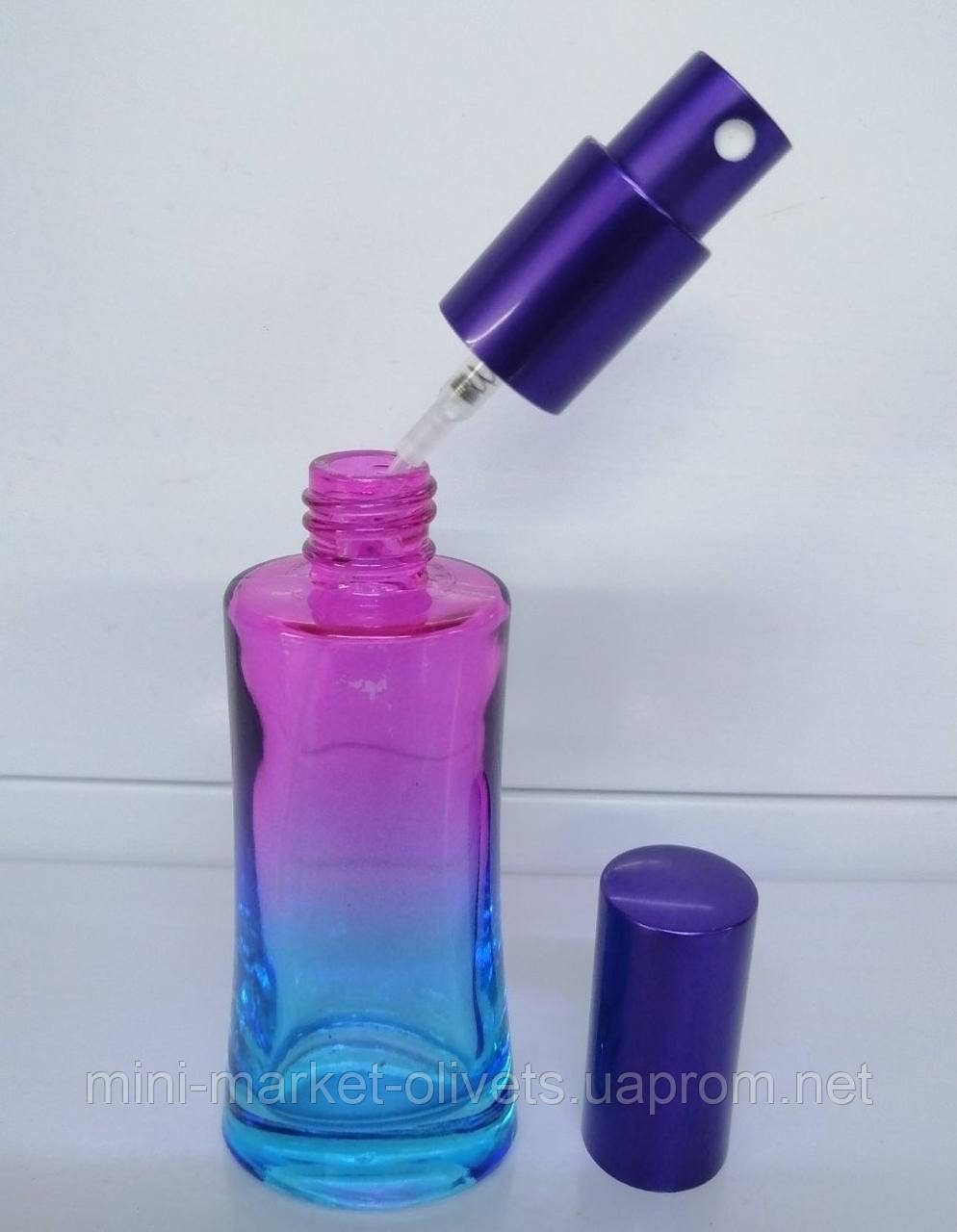 Флакон стеклянный для наливной парфюмерии комбинированный 50 мл сине-фиолетовый - фото 3 - id-p1483150411