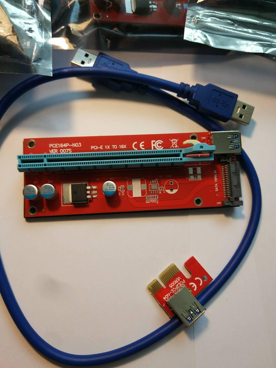 Адаптер райзер Riser Card VER007S PCI-E extender 60 см USB 3.0