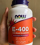 Вітамін Е NOW E-400 with mixed Tocopheryl 250 гел. капс, фото 3