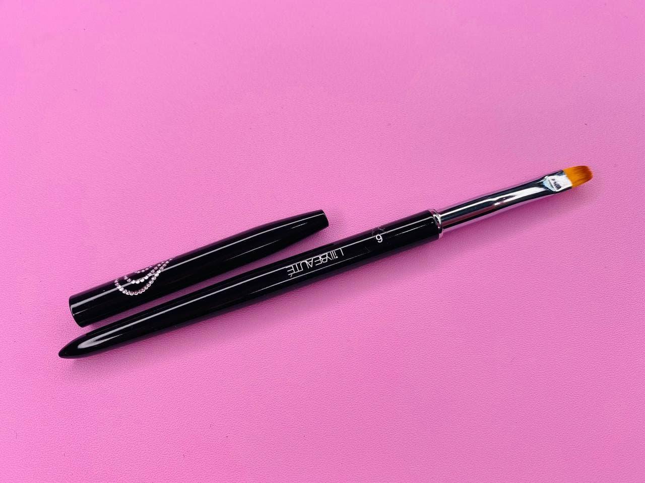 Пензель для гелю, овальний ворс No 6 з ковпачком Lilly Beauty