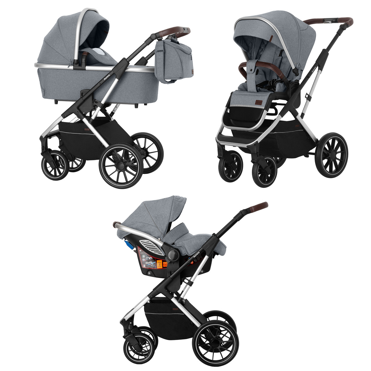 Дитяча універсальна коляска CARRELLO Aurora CRL-6502/2 (3in1) Silver Grey + дощовик