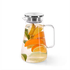 Глечик для напоїв "Aqua" 16.5х12.5х21см/1200мл із скла з кришкою Fissman