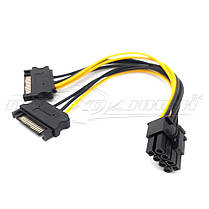 Перехідник кабель живлення для відеокарт 8 pin to 2x SATA живлення, фото 6
