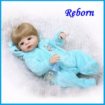 Дитяча реалістична Лялька реборн.Reborn Хлопчик. Томмі, Вінілова лялька, Новонароджене немовля реборн 57 см Блакитний