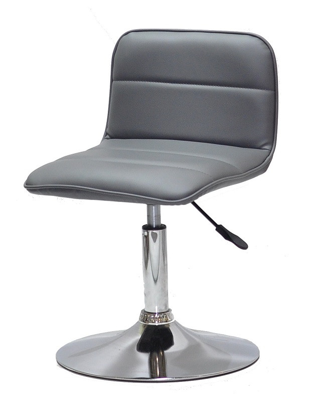 Стілець Real CH-Base сірий 1001 шкірозамінник, на круглій хромованій нозі-опорі, фото 1