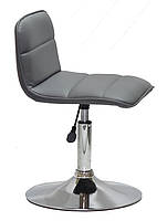 Стілець Real CH-Base сірий 1001 шкірозамінник, на круглій хромованій нозі-опорі, фото 3