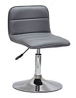 Стілець Real CH-Base сірий 1001 шкірозамінник, на круглій хромованій нозі-опорі, фото 4