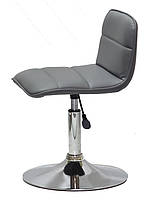 Стілець Real CH-Base сірий 1001 шкірозамінник, на круглій хромованій нозі-опорі, фото 5