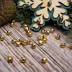 Бубенчики декоративні металеві золоті / діаметр 0,8 * 1,0 см / упаковка 10 шт / замовлення від 1 упаковки