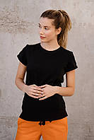 Хлопковая футболка для беременных и кормящих с секретом для кормления однотонная черная, 4180041-Ч