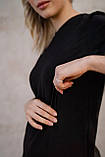 Бавовняна футболка для вагітних та годуючих з секретом для годування однотонна чорна, 4180041-Ч, фото 2