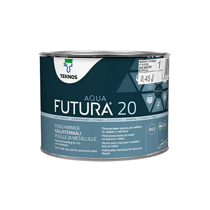 Універсальна фарба Teknos Futura Aqua 20 напівматовий 0.45л, фото 1