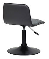 Стілець Real BK-Base сірий 1001 шкірозамінник, на круглій чорній нозі-опорі, фото 3