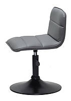 Стілець Real BK-Base сірий 1001 шкірозамінник, на круглій чорній нозі-опорі, фото 4