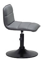 Стілець Real BK-Base сірий 1001 шкірозамінник, на круглій чорній нозі-опорі, фото 2