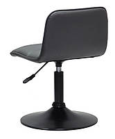 Стілець Real BK-Base сірий 1001 шкірозамінник, на круглій чорній нозі-опорі, фото 5